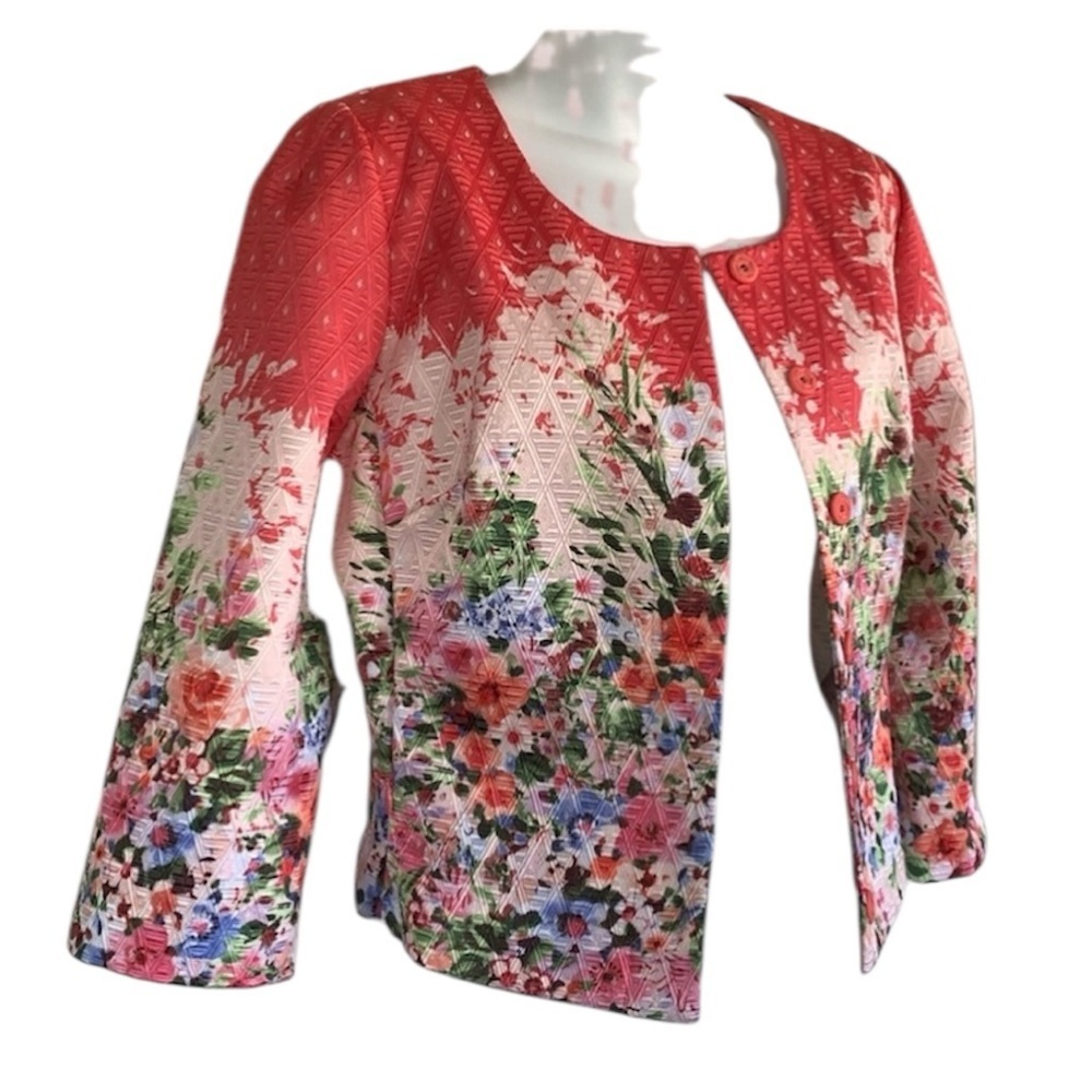 SUPERTRASH “Jessamine” colorful floral boxy Jacket, bold, jewel colors. 42 EUC